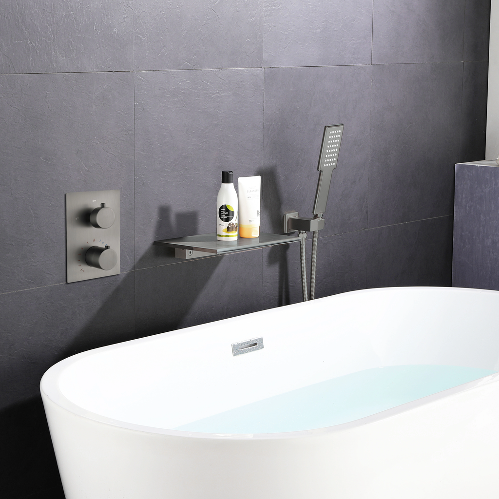 Wall-Embedded Waterfall Spout Bathtub Faucet
