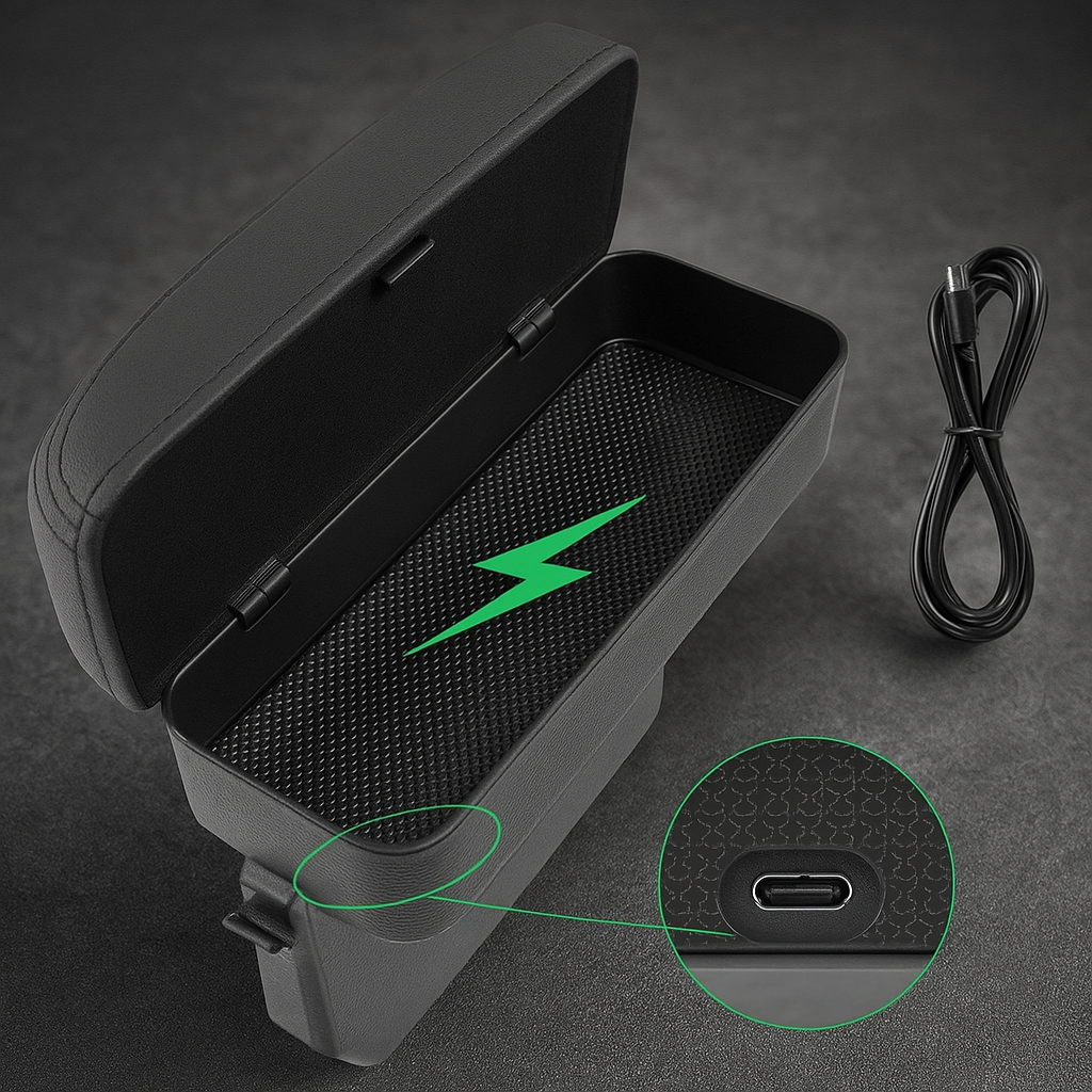 Auto Seat Gap Organizer with Wireless Charger