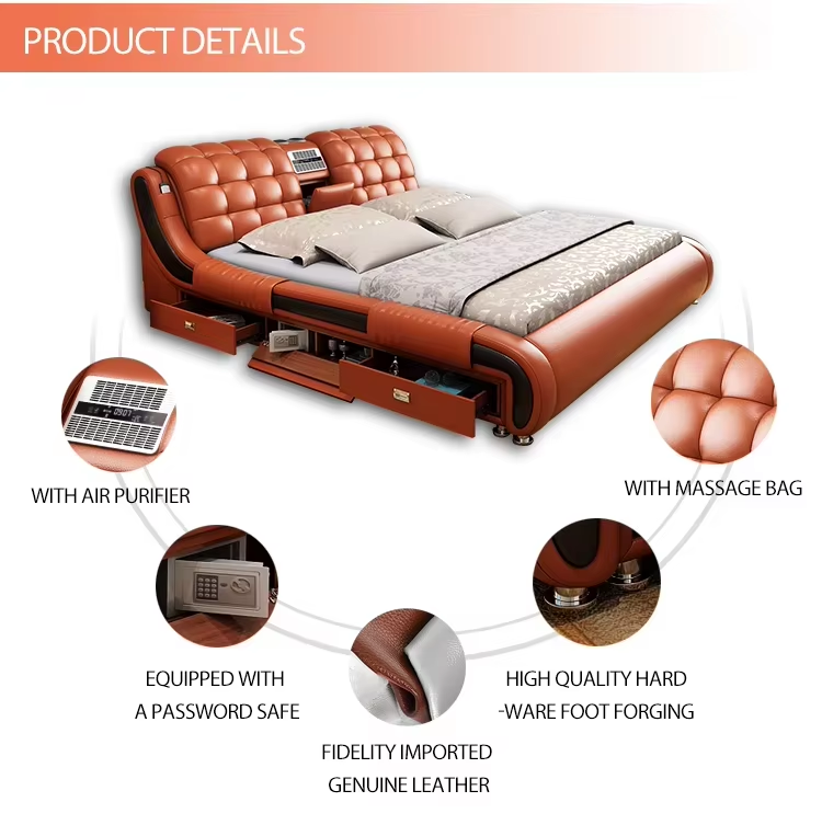 Ultimate Comfort Leather Smart Massager Bed