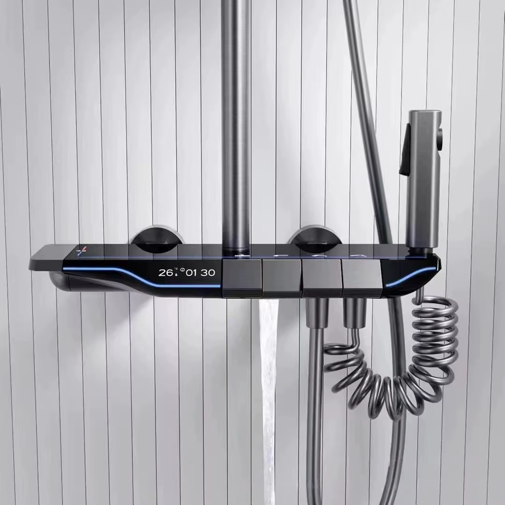 Full Copper Digital Display Piano Key Shower Set