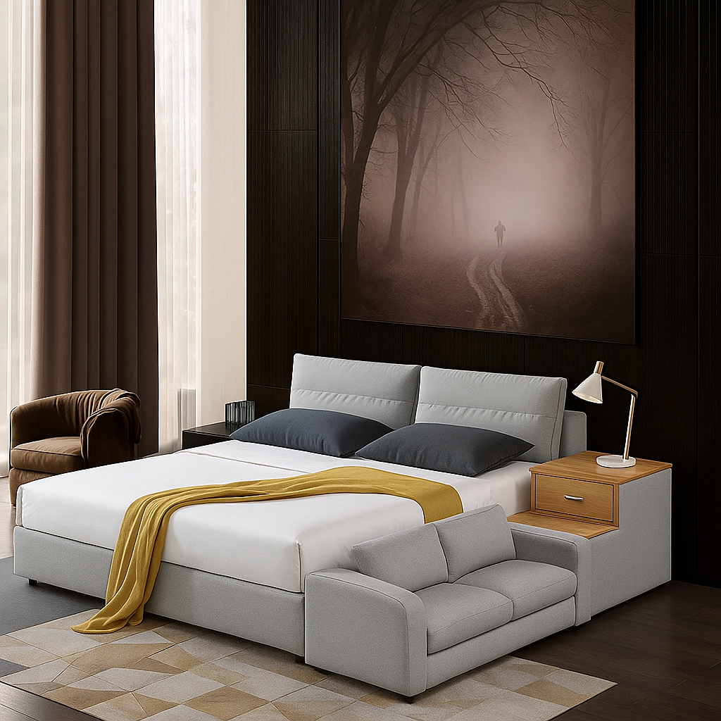 Smart Living Adjustable Built-in Desk Station Sofa Bed