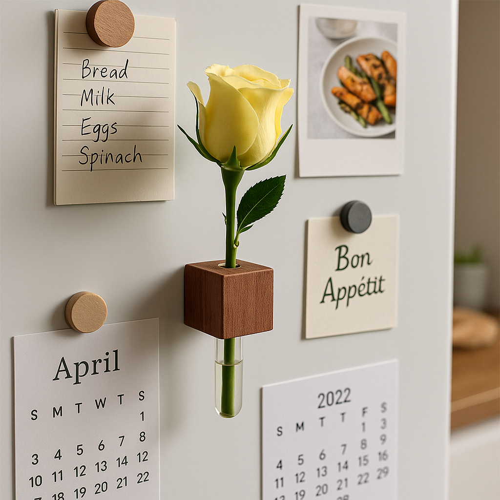 Wooden Magnetic Flower Tube Vase