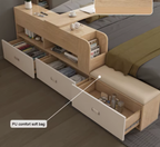 Hidden Compartment Lift-Up Storage Bookshelf Platform Bed