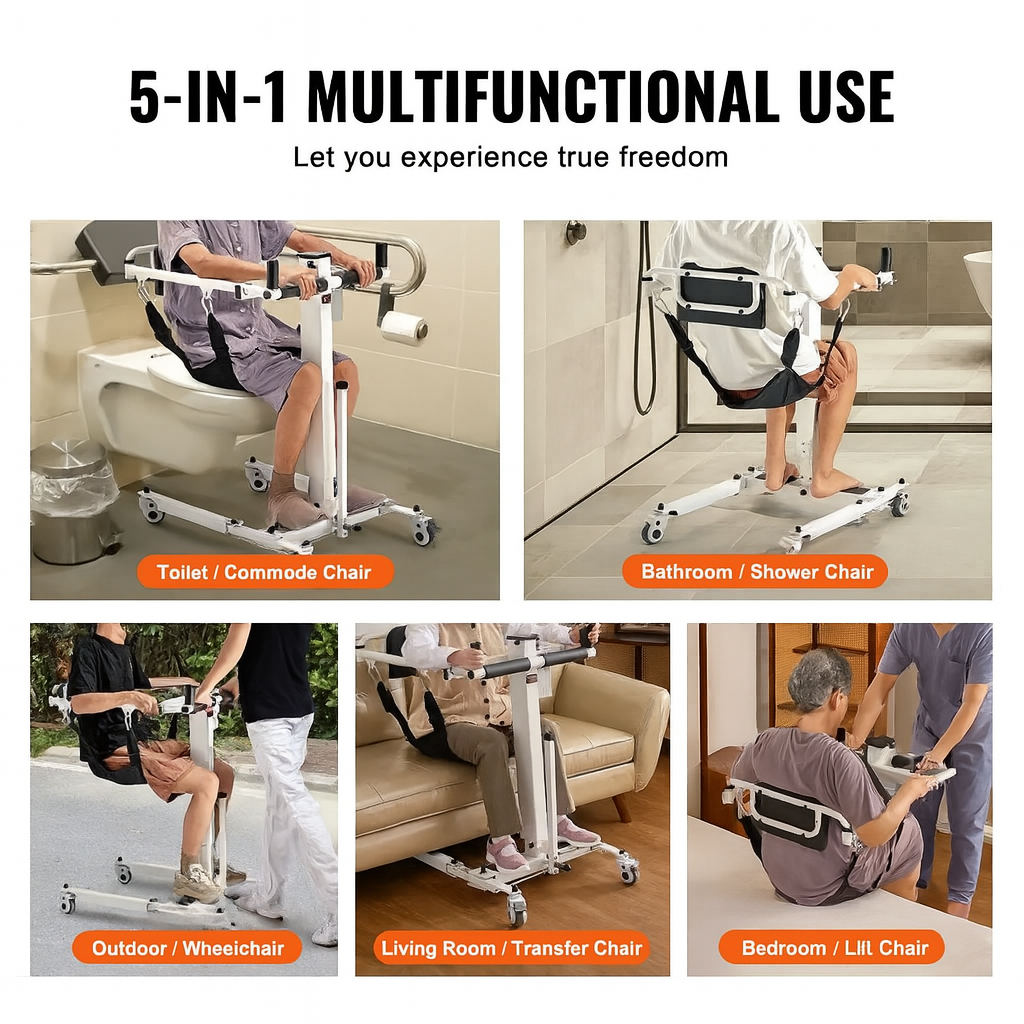 5-in-1 Foldable Patient Lift Mobility Chair