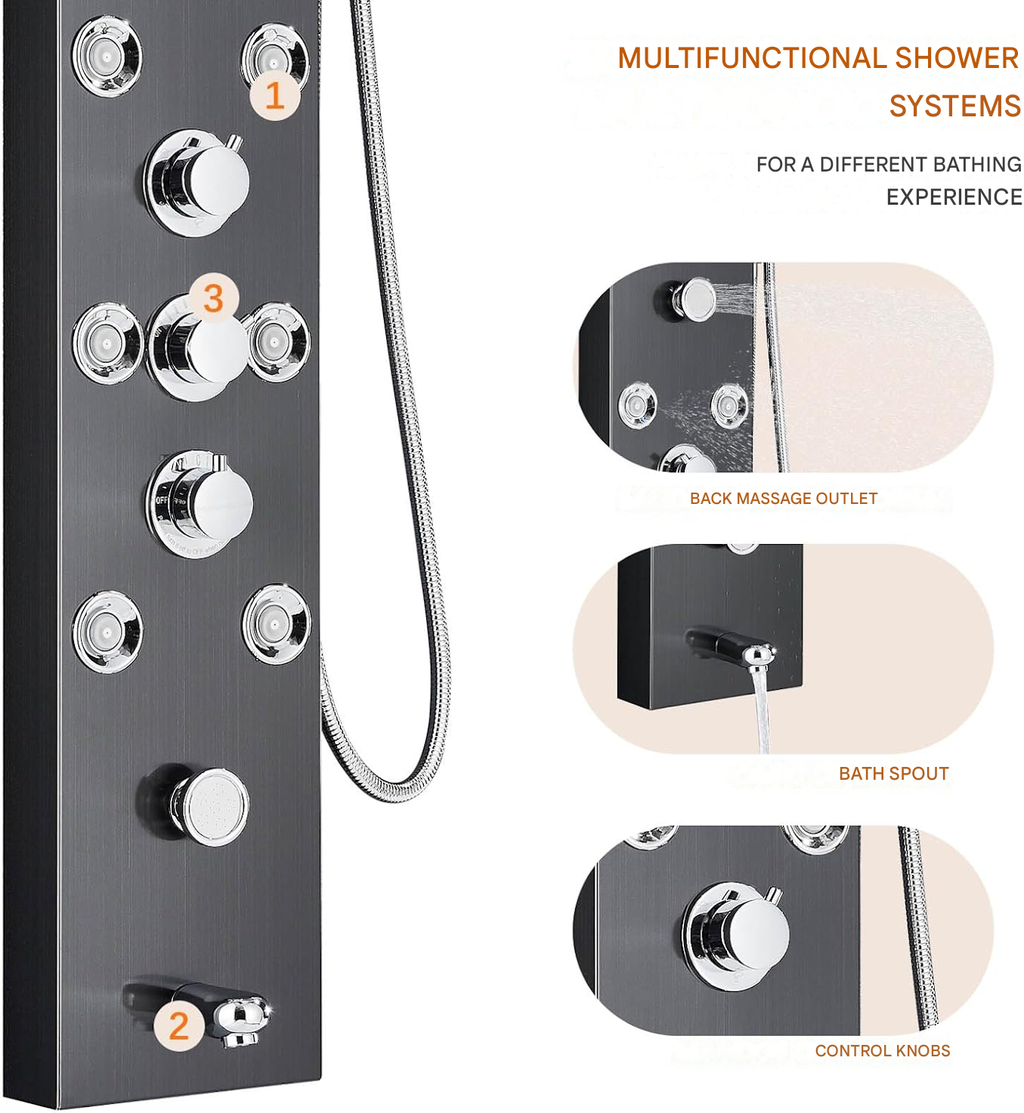 Rainfall Nordic Bathroom Digital Panel Waterfall Shower Set