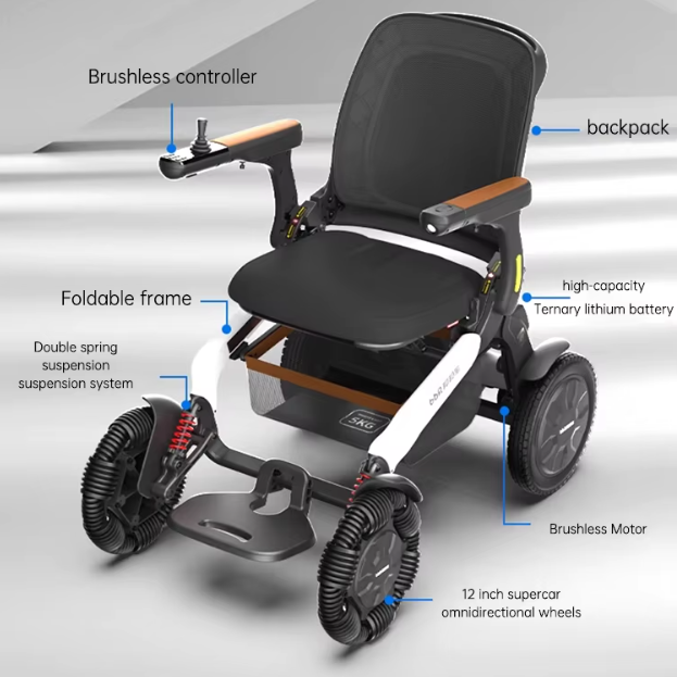 Climb Assist Lightweight Foldable Electric Mobility Wheelchair
