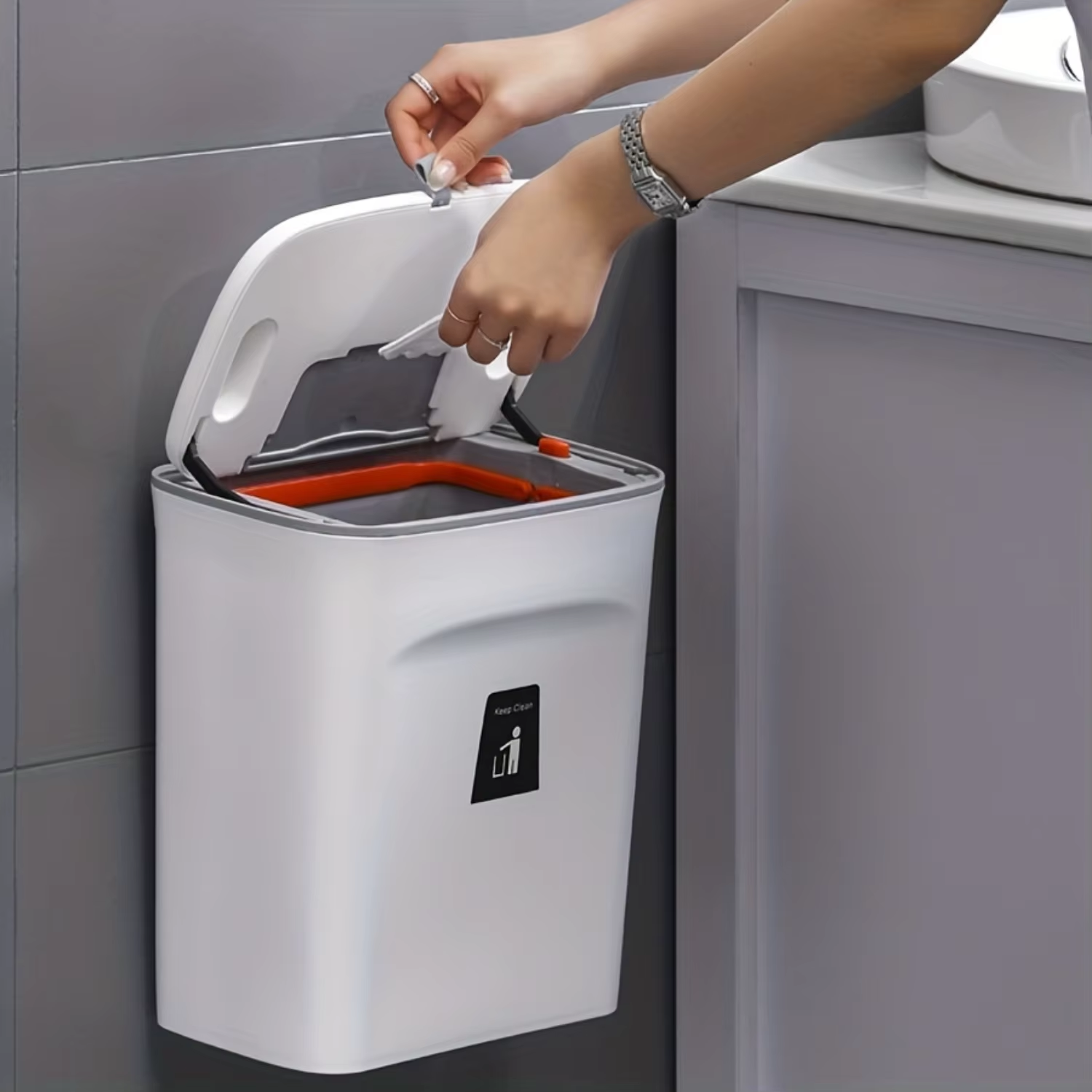 Wall-Mounted Smart Lid Trash Can