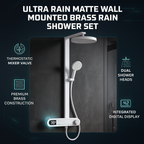 Ultra Rain Matte Wall Mounted Brass Rainfall Shower Set