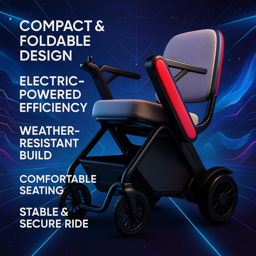 Secure Way Compact Foldable Electric Weather-Resistant Travel Scooter