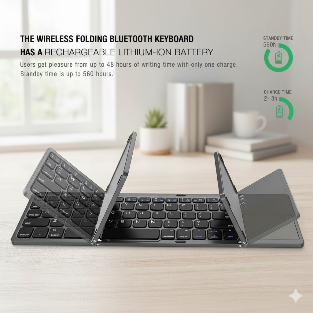 Universal Mini Foldable Wireless Keyboard with Touchpad