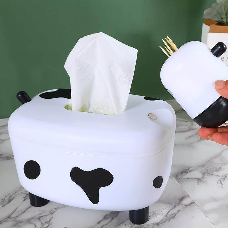 Cute Mini Cow Tissue Storage Toothpick Box