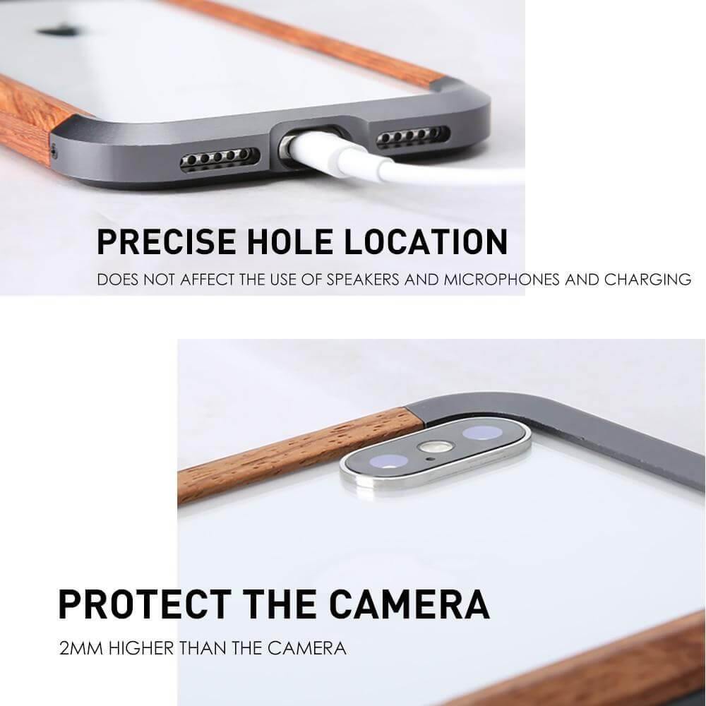 Real Wood Aluminum Metal Bumper Case For iPhone