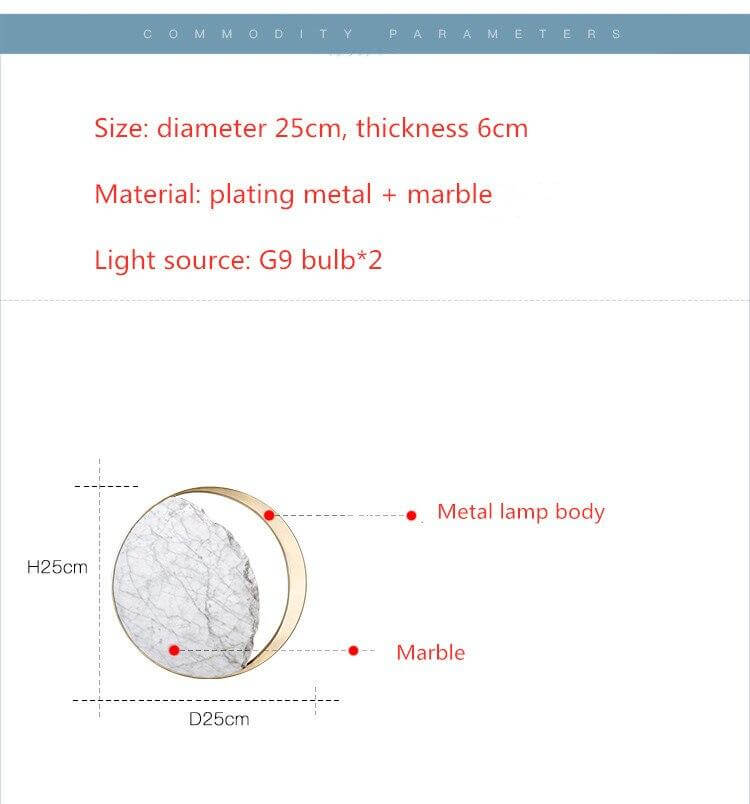 Waning Gibbous Moon Led Marble Wall Lamp