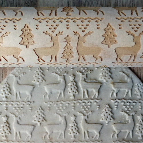 3D Wooden Christmas Rolling Pin