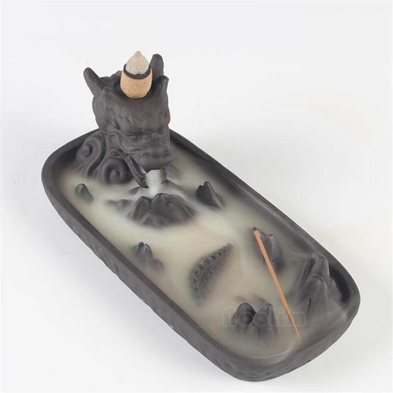 Ceramic Dragon Censer  Smoke Backflow Incense Burner