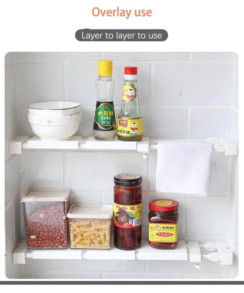 No-Drill Adjustable Kitchen Cabinet Organizer Rack