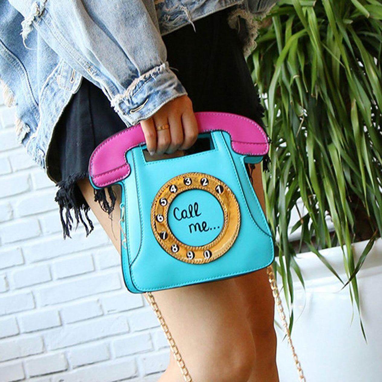 Telephone Shaped Women Retro Crossbody Handbag
