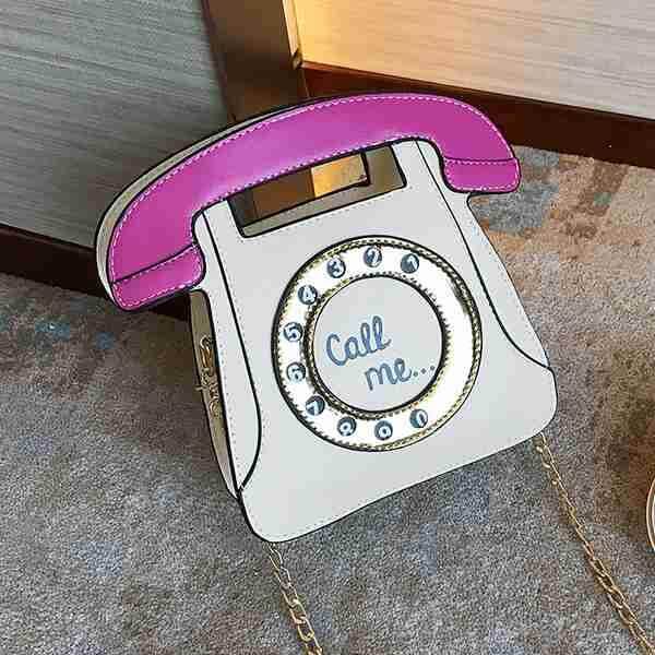 Telephone Shaped Women Retro Crossbody Handbag