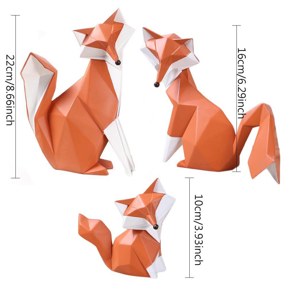 Nordic Geometric Abstract Fox Figurines