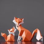 Nordic Geometric Abstract Fox Figurines