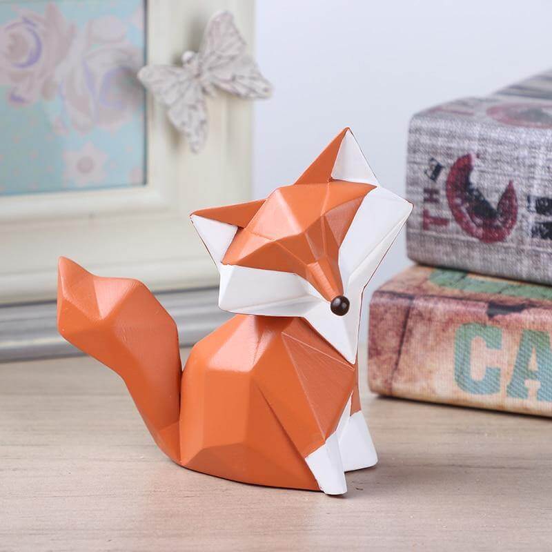 Nordic Geometric Abstract Fox Figurines