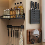 Mat Black No Drill Metal Kitchen Storage