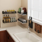 Mat Black No Drill Metal Kitchen Storage