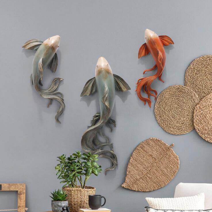 Modern Fengshui Resin 3D Wall Sticker Fish