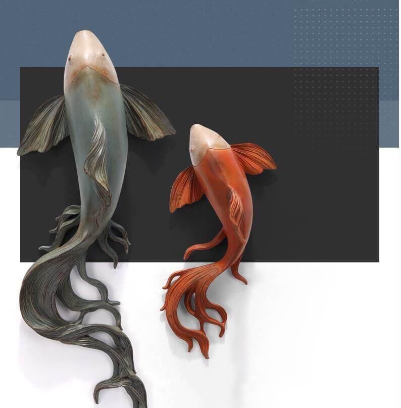 Modern Fengshui Resin 3D Wall Sticker Fish