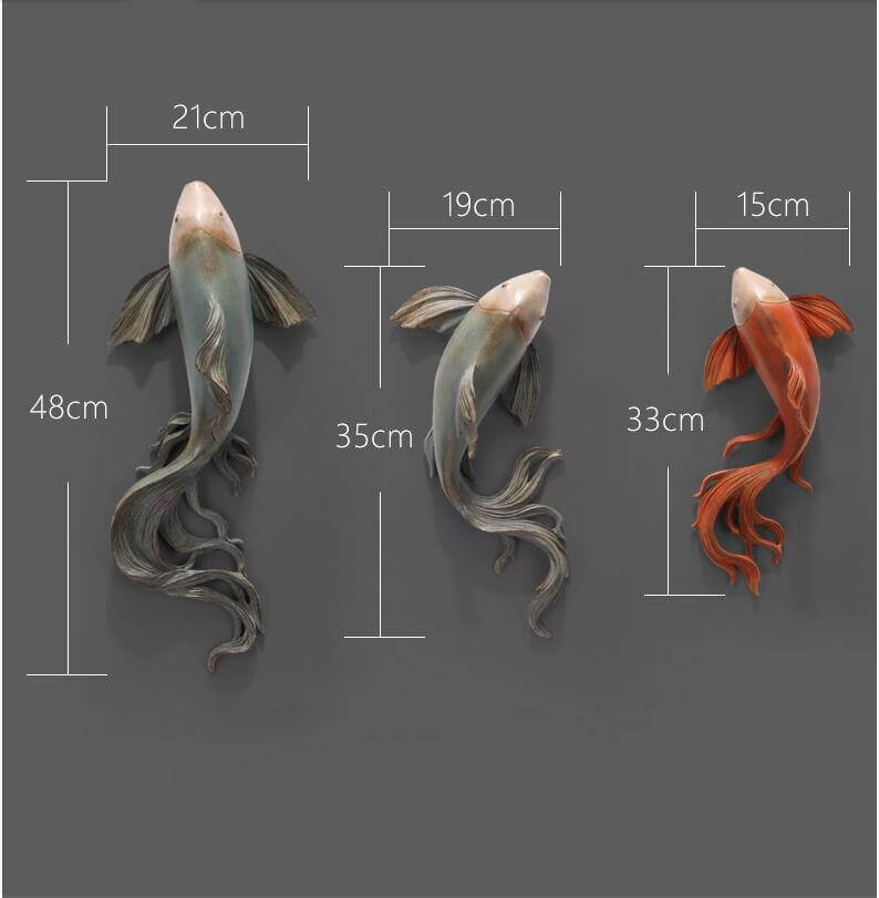 Modern Fengshui Resin 3D Wall Sticker Fish