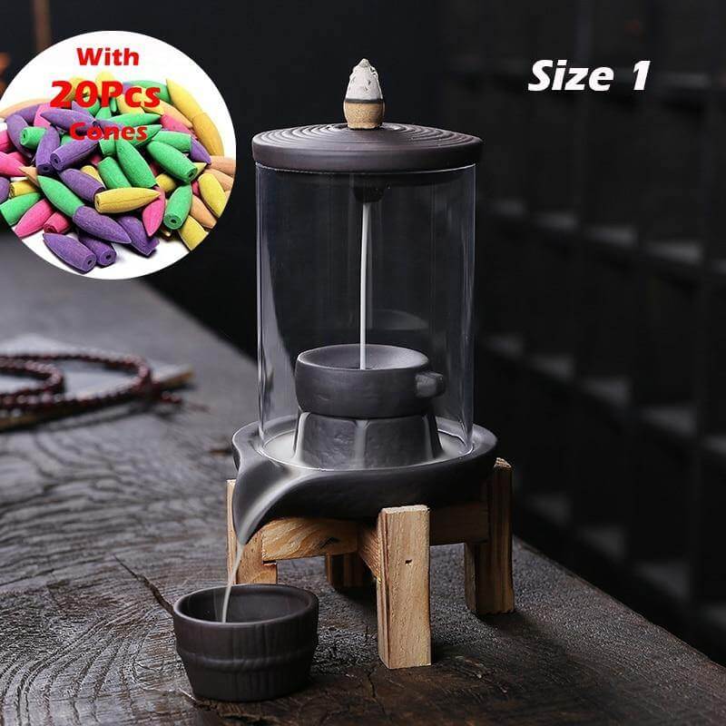 Feng Shui Ceramic Dragon Waterfall Incense Burner