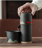 Portable Travel Ceramic Mountain Teapot With 3 Cups