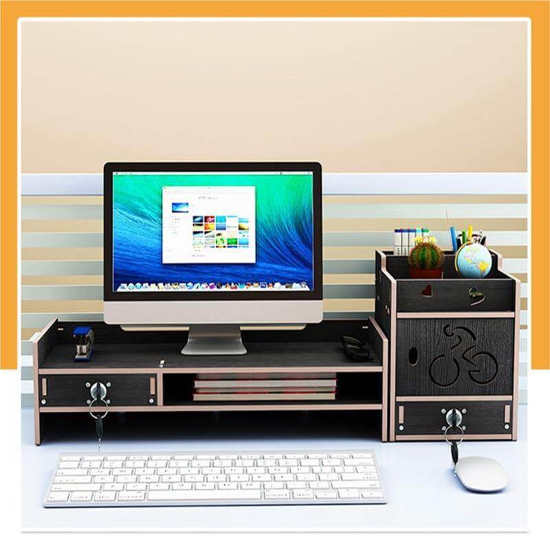 Multifunction Desktop Monitor Riser Computer Organizer