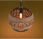 Minimal Natural Retro Rural Rope Ball Chandelier