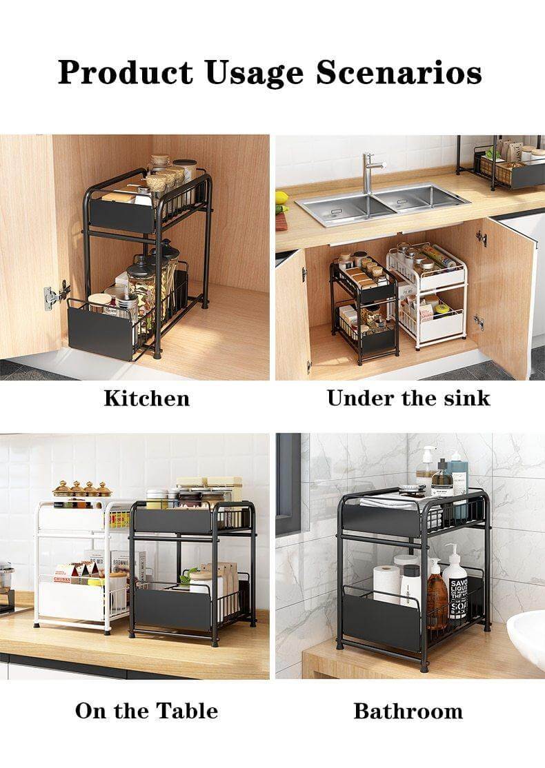 2-Tier Organizer with Sliding Kitchen Storage Drawers