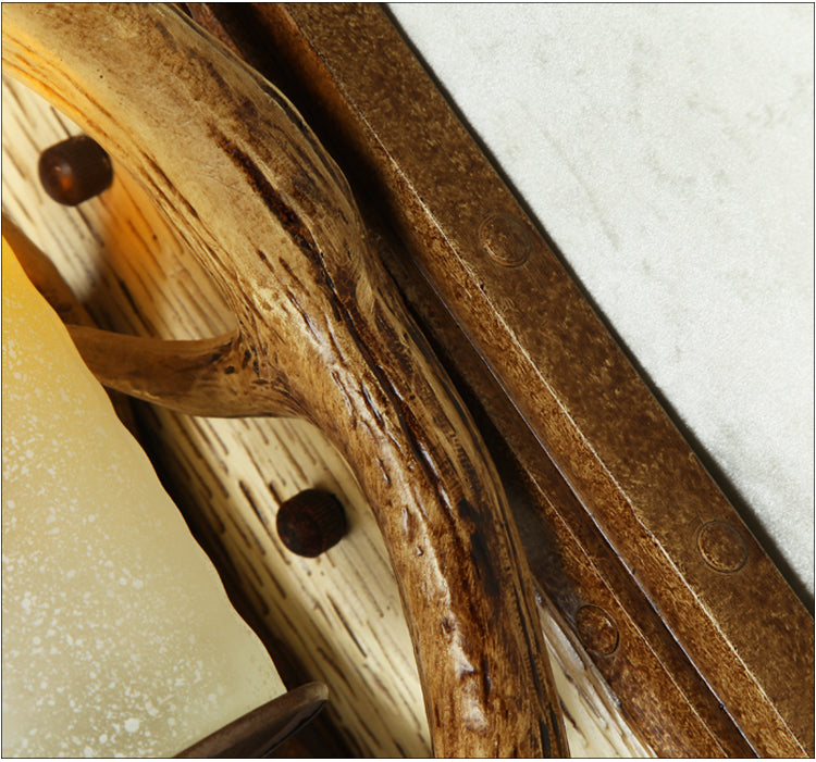 Antique Antler Wooden Wall Light
