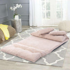 Modern Foldable PU Leather Leisure Floor Sofa Bed with 2 Pillows