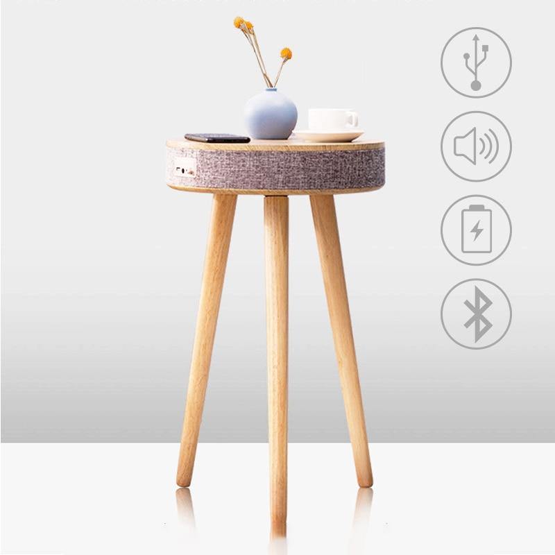 Smart Wooden Bluetooth Speaker Wireless Charging Coffee Side Table