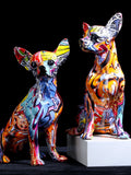 Modern Colorful Chihuahua Resin Dog Statue