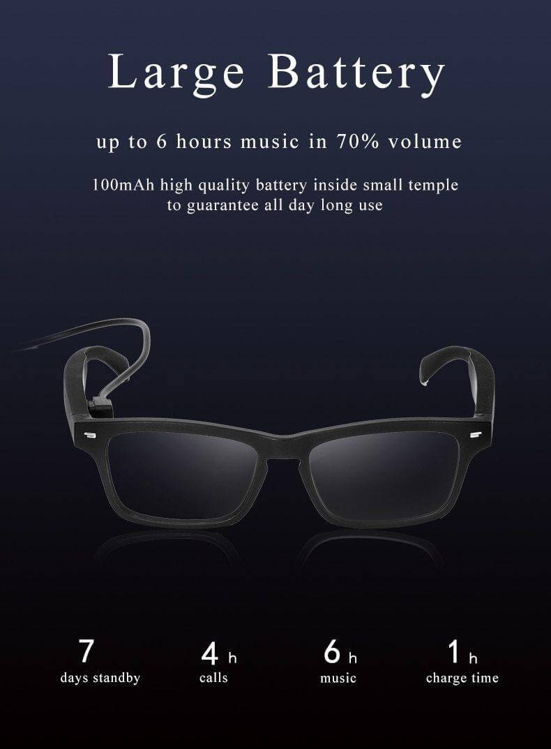 Smart Bluetooth Built-in Speaker Headset Glasses