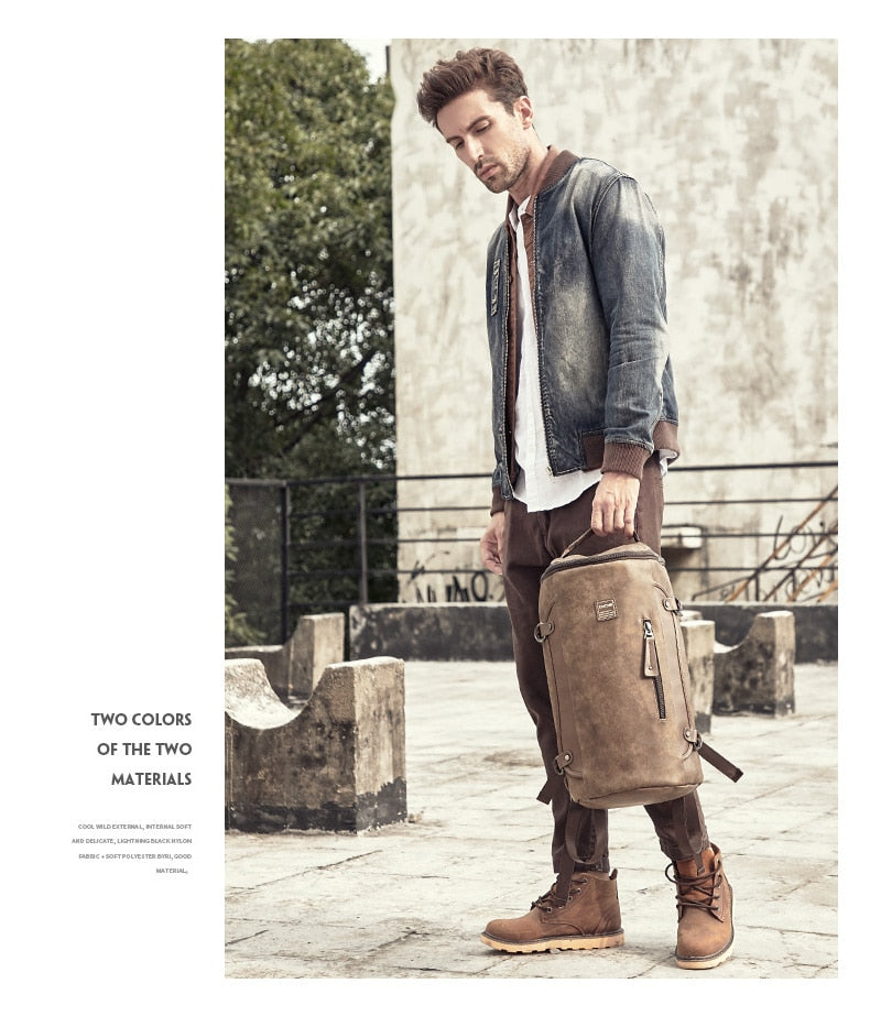 Leather Simple Style Vintage Men's Backpack