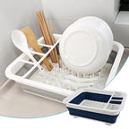 Foldable Kitchen Dish Drying Rack with Drainer