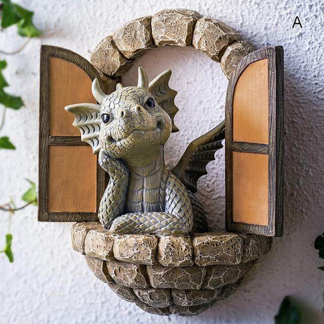 Lovely Courtyard Dragon Wall Sculpture