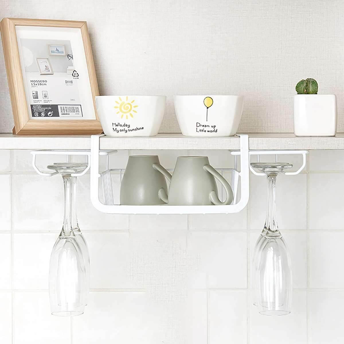 Under Cabinet Glass Holder Rack