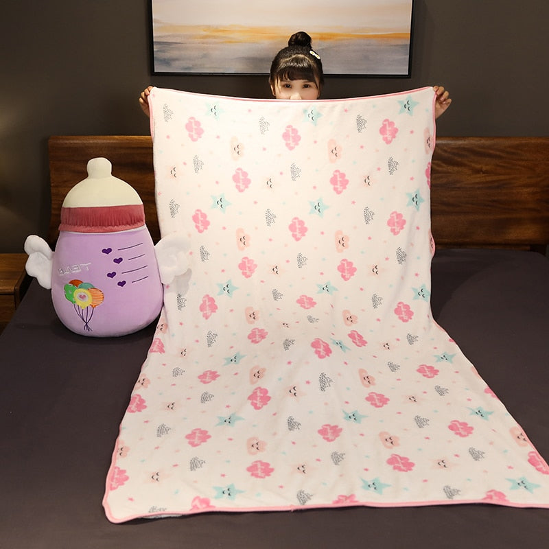 Colorful Cartoon Plush Cozy Pillow Blanket