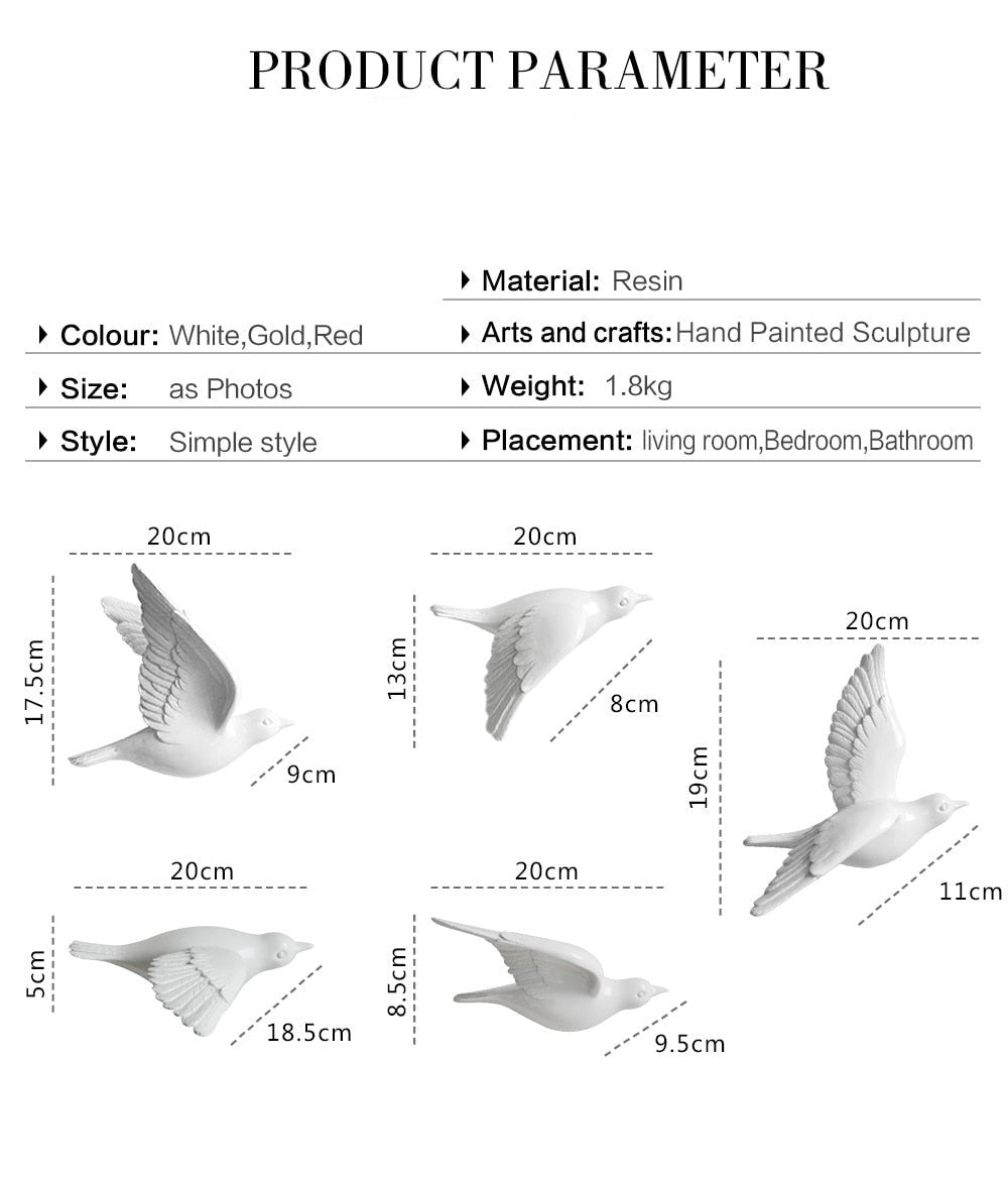 Free Flying Birds Resin Wall Decor
