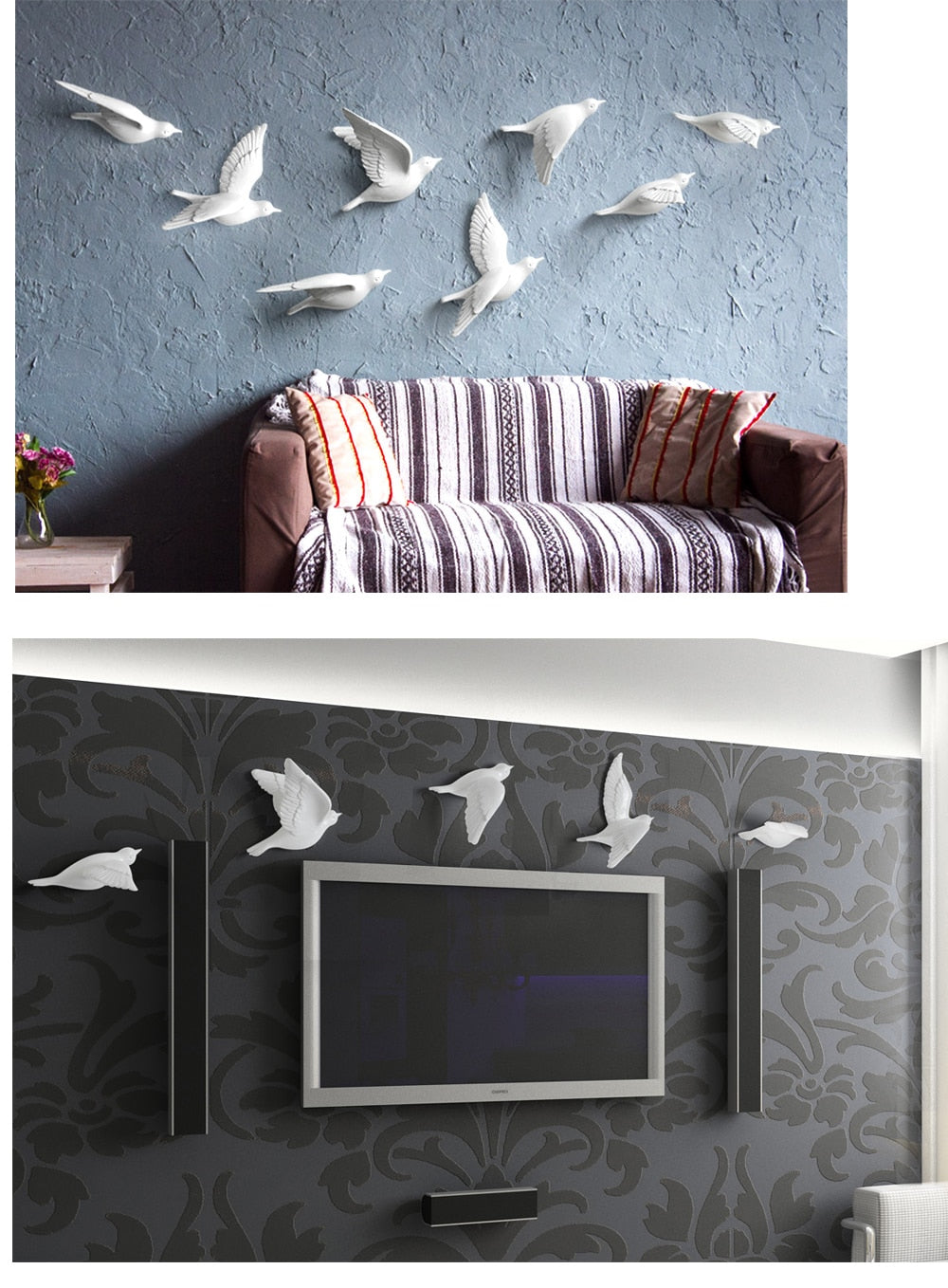 Free Flying Birds Resin Wall Decor