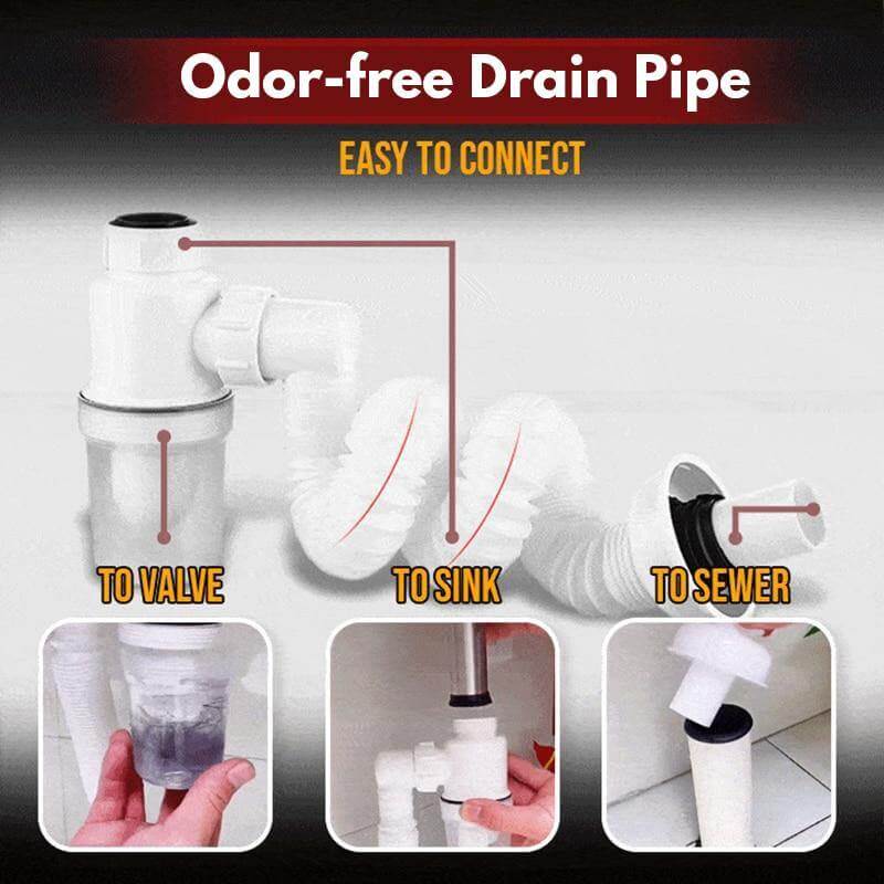 Odor-free Bathroom Kitchen Expandable Filter Pipe