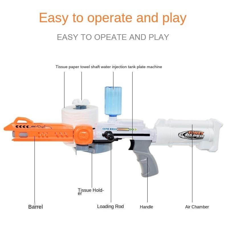 Wet Roll Paper Toy Shooting Gun