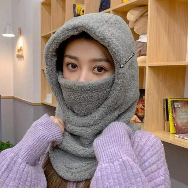 Winter Hooded Warm Thick Mask Hat